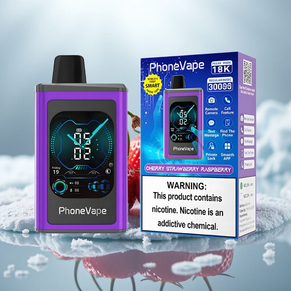 JNR PhoneVape 30000 puffs Cereja Morango Framboesa Bateria Recarregável