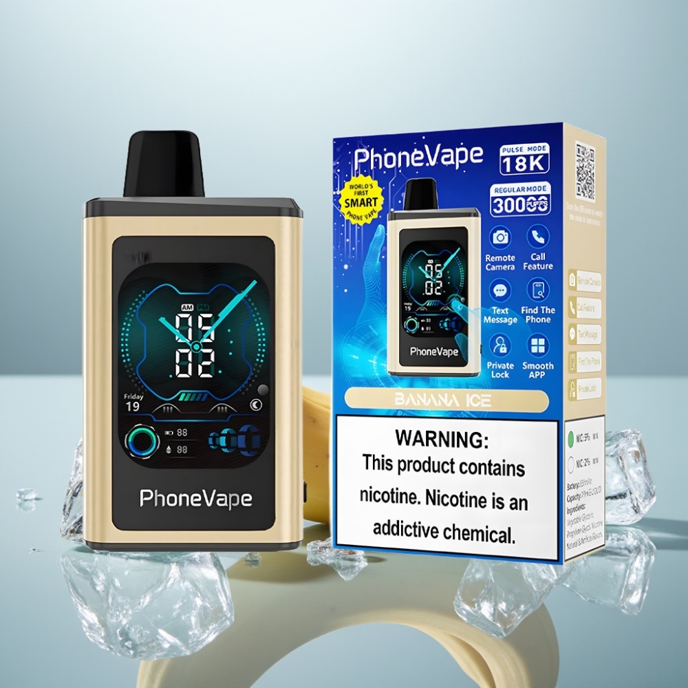 JNR PhoneVape 30000 puffs Disposable Vape Banana Gelo e Recarregável via Type-C