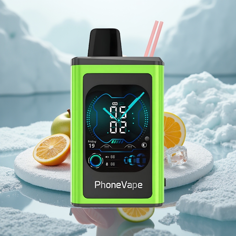 JNR PhoneVape 30000 puffs Maçã Verde Gelada Bateria Recarregável Tela Completa JNR PhoneVape 30000 puffs Maçã Verde Gelada Bateria Recarregável Tela Completa