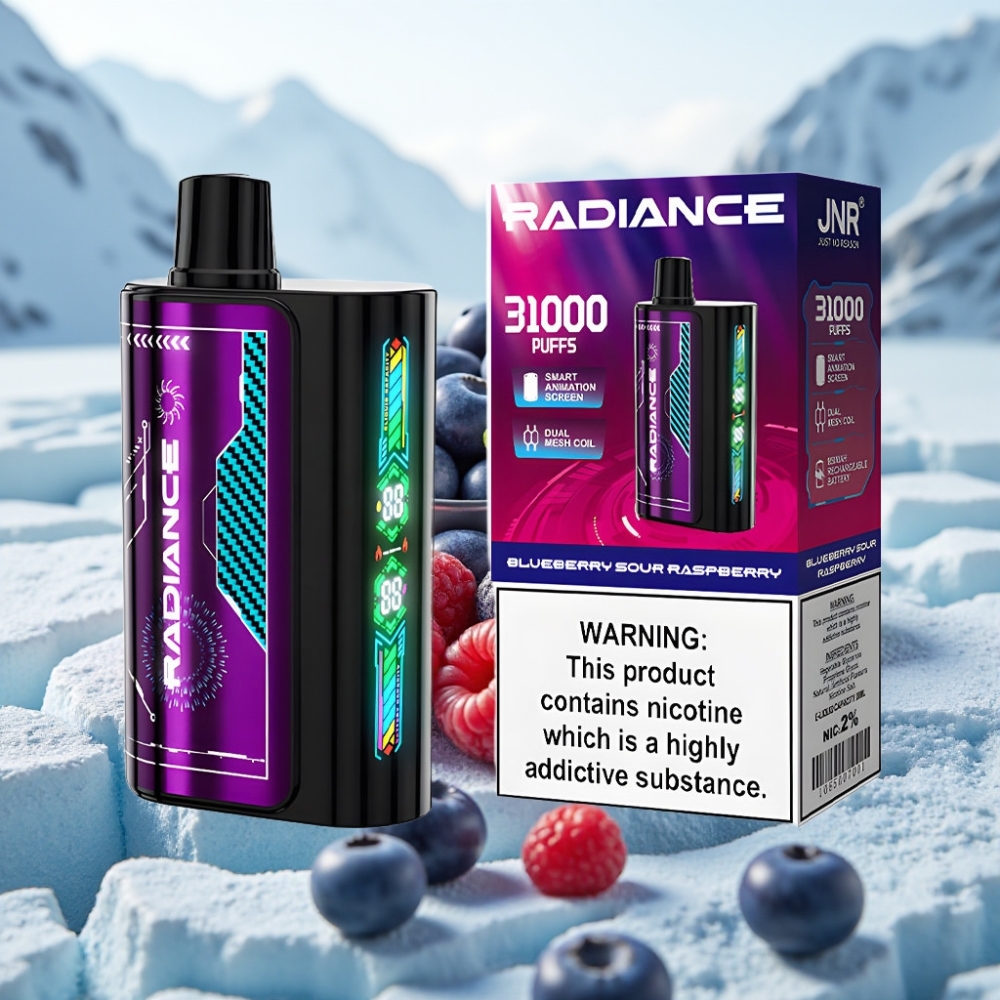 JNR Radiance 31000 Puffs Descartável AMORA AZUL AÇUCARADA Tela Inteligente Bateria Recarregável