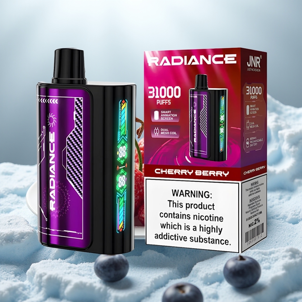 JNR Radiance 31000 Puffs Disposable Vape CEREJA SILVESTRE Tela Inteligente Bateria Recarregável