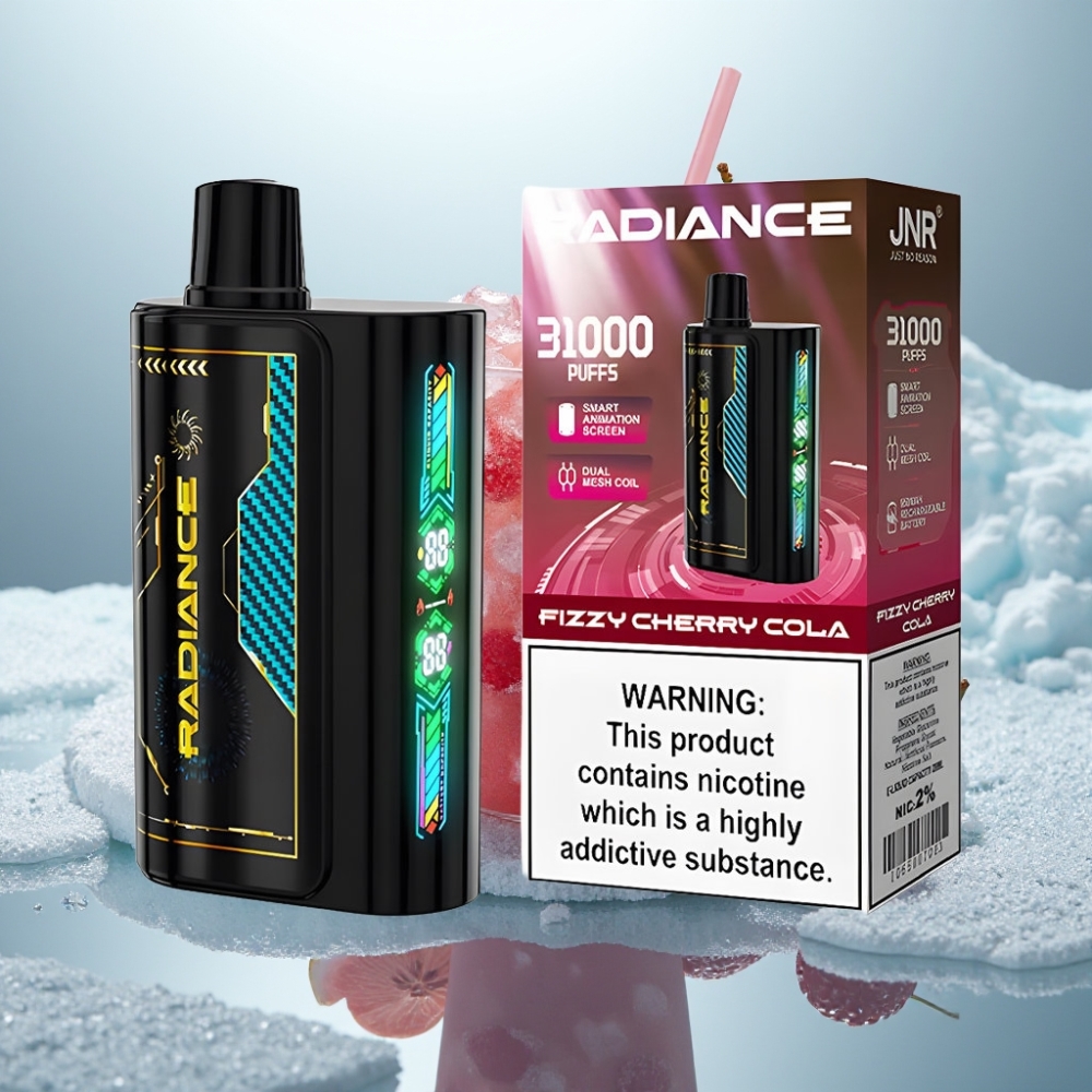 JNR Radiance 31000 Puffs Disposable Vape CHERRIE COLA REFRIGERANTE Tela Inteligente Bateria Recarregável