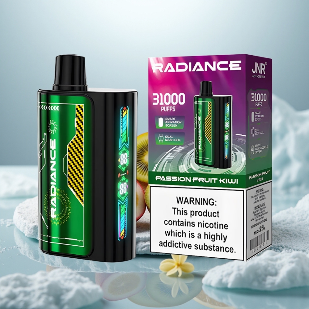 JNR Radiance 31000 Puffs Disposable Vape MARACUJÁ KIWI Tela Inteligente Bateria Recarregável