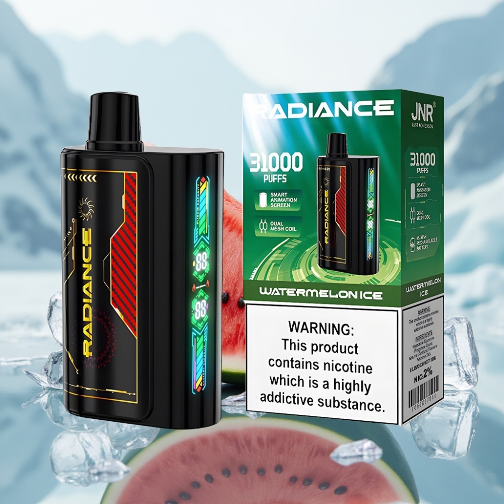 JNR Radiance 31000 Puffs Disposable Vape MELANCIA GELADA Tela Inteligente Bateria Recarregável