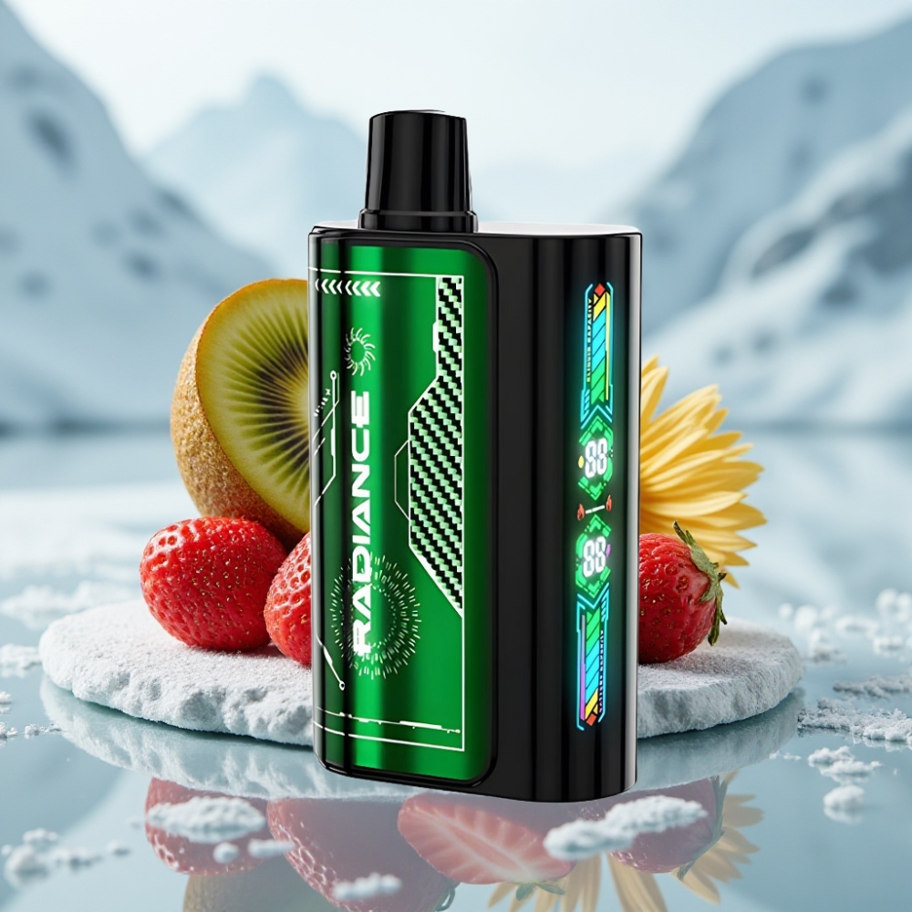 JNR Radiance 31000 Puffs Morango Kiwi Disposable Vape Tela Inteligente Dual Mesh