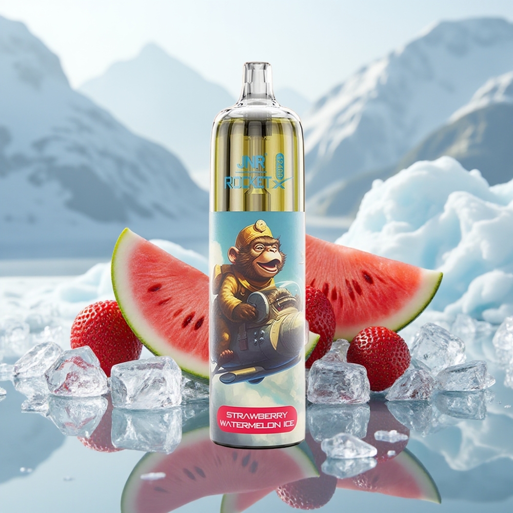 JNR Rocket-X 12400 Puffs Descartável Morango Melancia Gelo com Fluxo de Ar Ajustável e RGB