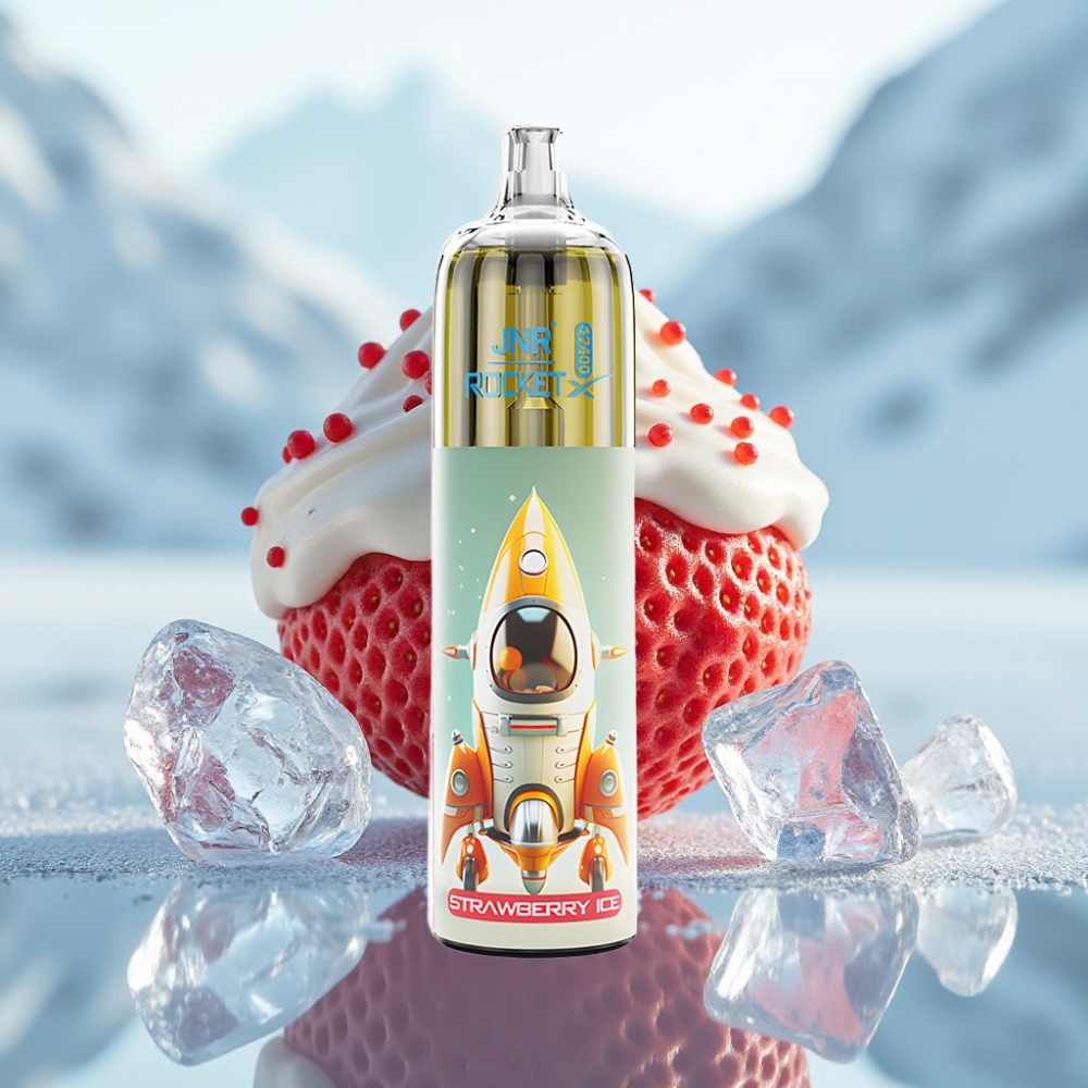 JNR Rocket-X 12400 Puffs Disposable Vape Morango Gelo com Fluxo de Ar Ajustável e RGB JNR Rocket-X 12400 Puffs Disposable Vape Morango Gelo com Fluxo de Ar Ajustável e RGB