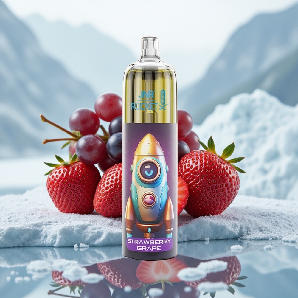 JNR Rocket-X 12400 Puffs Disposable Vape Morango Uva Fluxo de Ar Ajustável