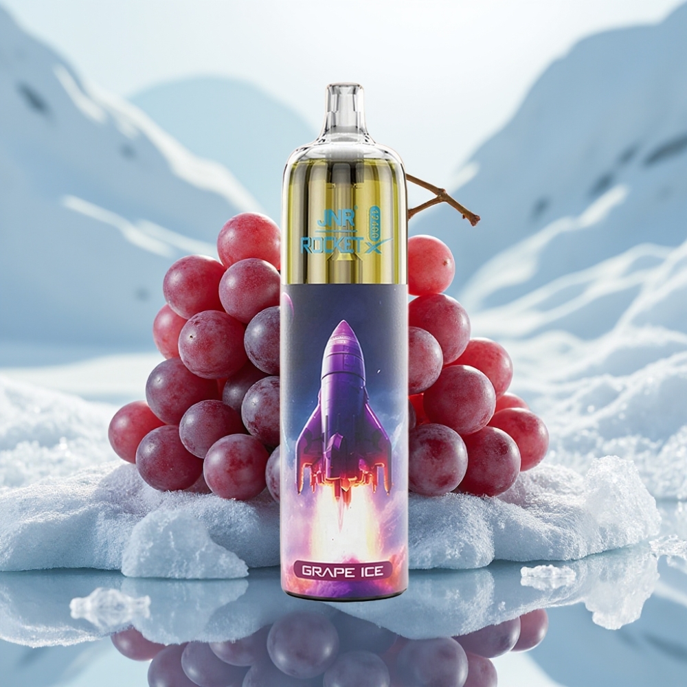 JNR Rocket-X 12400 Puffs Disposable Vape Uva Gelo Fluxo de Ar Ajustável RGB