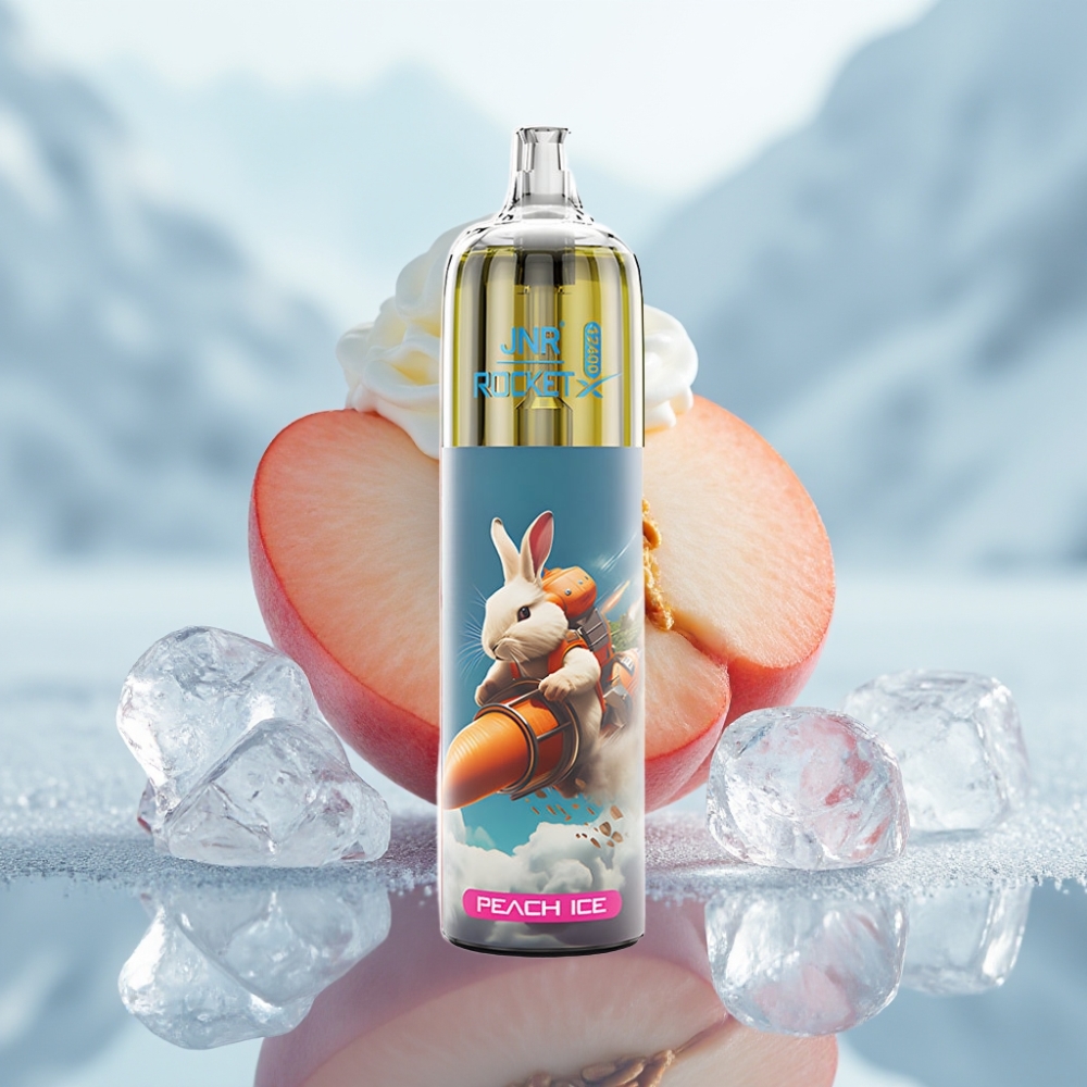 JNR Rocket-X 12400 Puffs Pêssego Gelo com Fluxo de Ar Ajustável e RGB