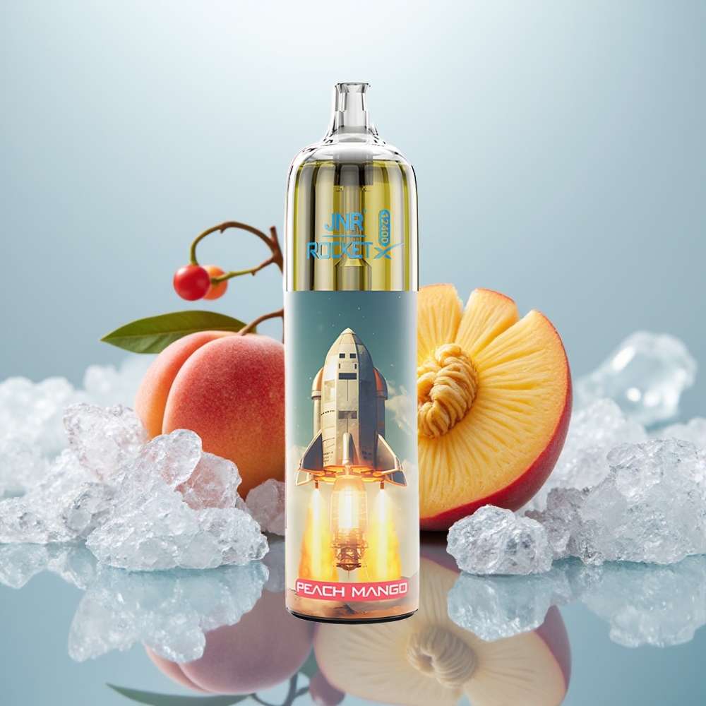 JNR Rocket-X 12400 Puffs Pêssego Manga Disposable Vape com Carga Rápida Type-C e Bateria 850mAh