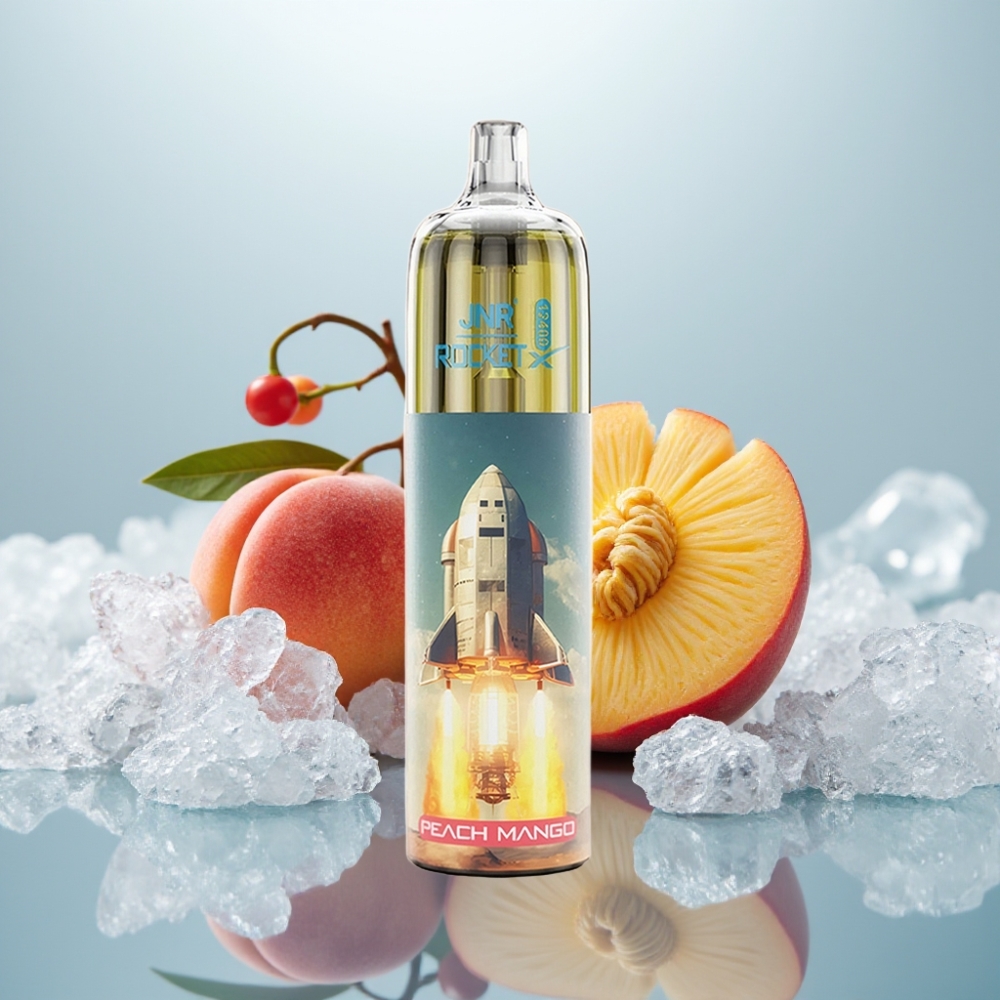 JNR Rocket-X 12400 Puffs Pêssego Manga Disposable Vape com Carga Rápida Type-C e Bateria 850mAh