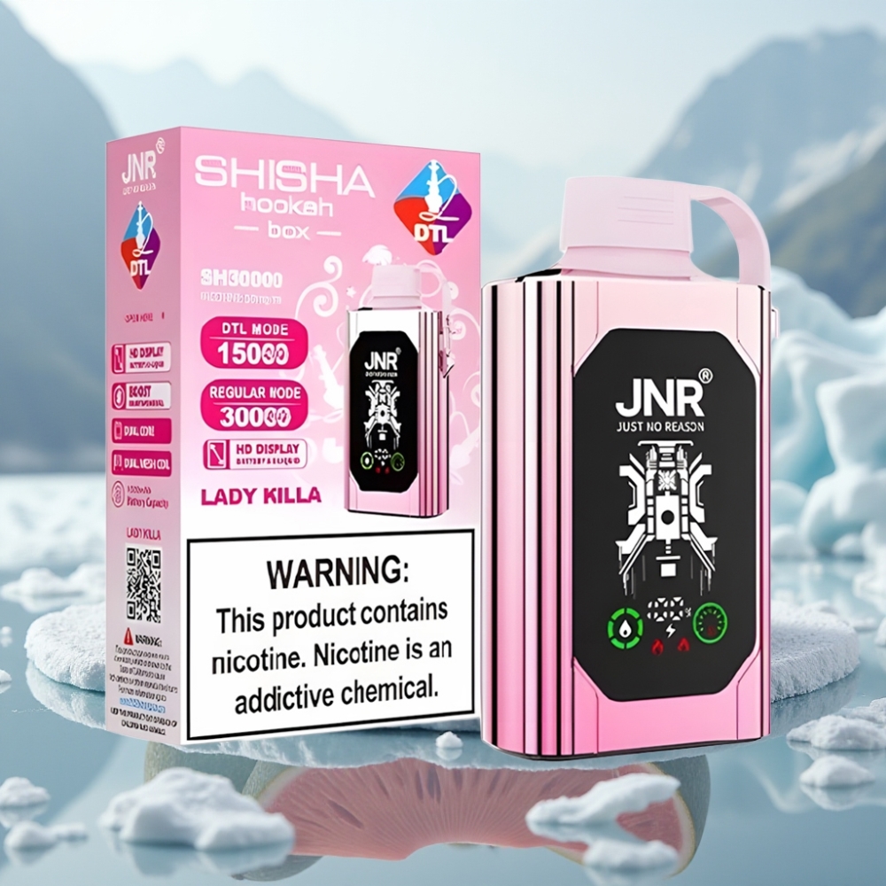 JNR Shisha Hookah Box 20500 Puffs Disposable Vape Assassina Lady HD Display 25ml