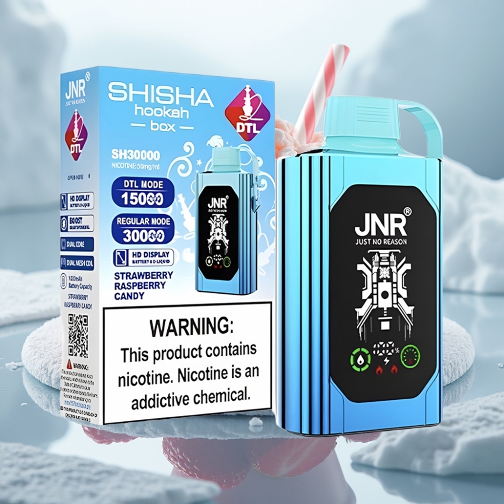 JNR Shisha Hookah Box 20500 Puffs Disposable Vape Morango Framboesa Doce Display HD Bateria 1000mAh