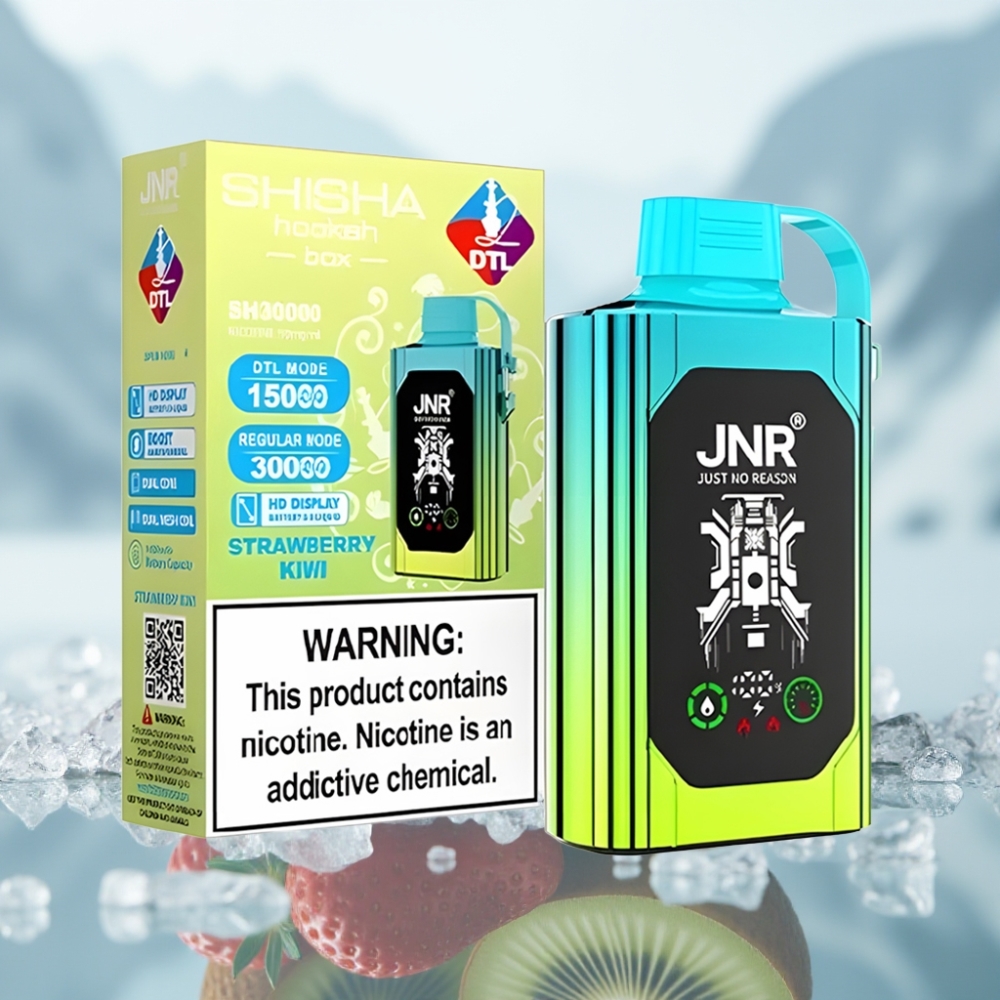 JNR Shisha Hookah Box 20500 Puffs Morango Kiwi Tela HD Carga Rápida Type-C
