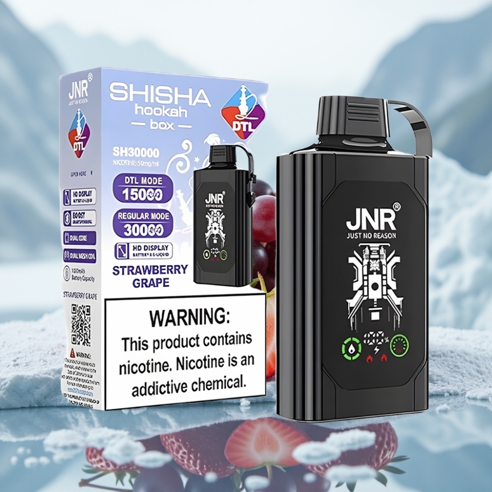 JNR Shisha Hookah Box 20500 Puffs Morango Uva Display HD Bateria 1000mAh