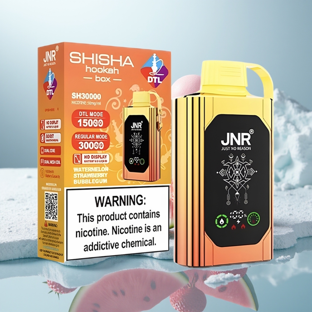 JNR Shisha Hookah Box 20500 Puffs Sabor Melancia Morango Chiclete Tela HD Carga Tipo-C