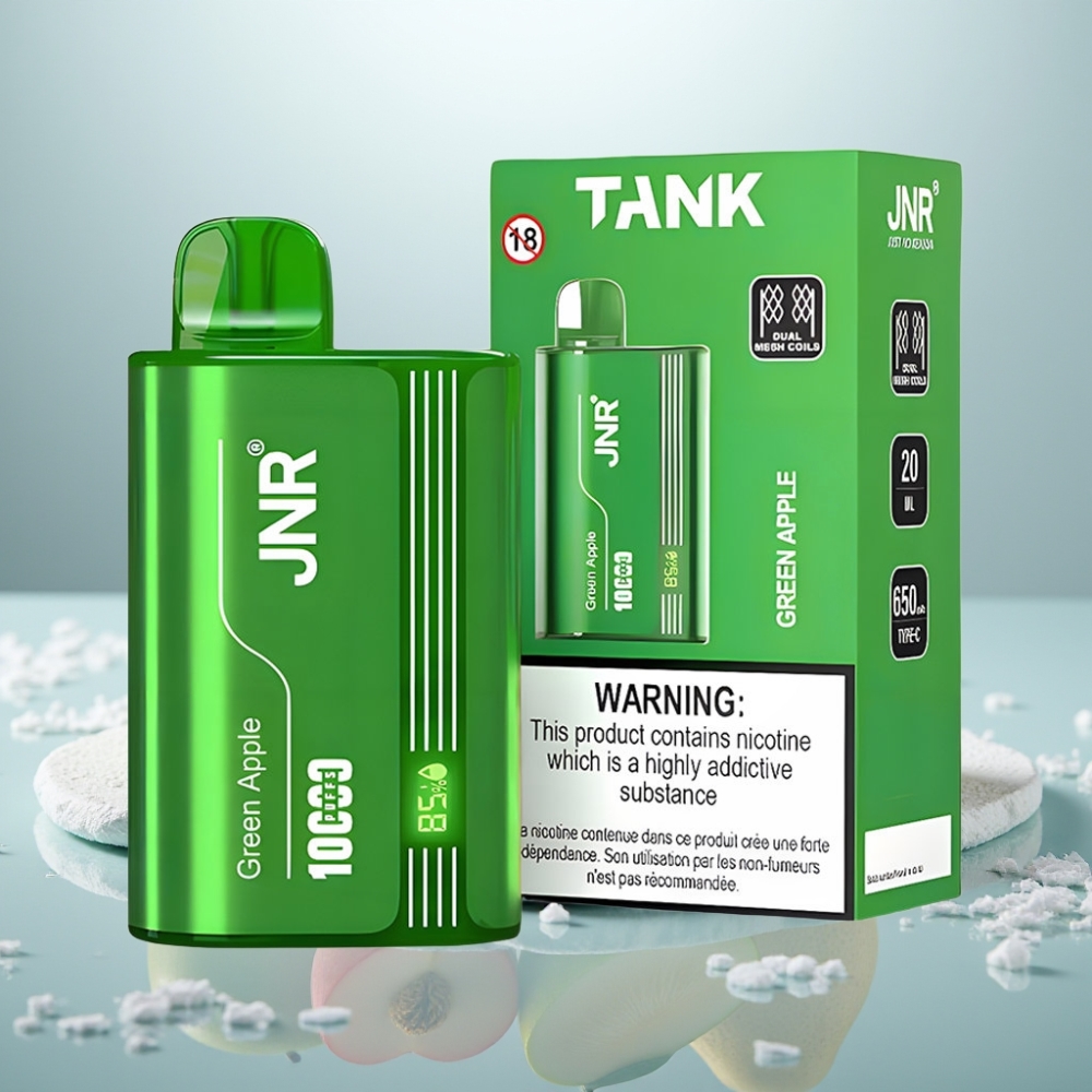JNR Tank 10000 Puffs Maçã Verde Pêssego Pêra Tamanho 54mm×33mm×100mm