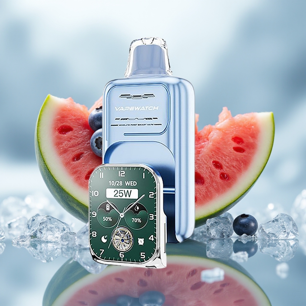 JNR VapeWatch 30000 Puffs Mirtilo Melancia Capacidade da Bateria: 1000mAh JNR VapeWatch 30000 Puffs Mirtilo Melancia Capacidade da Bateria: 1000mAh