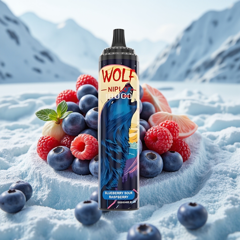 JNR Wolf Niplo 10000 Puffs Mirtilo Framboesa Azeda Capacidade 20ml