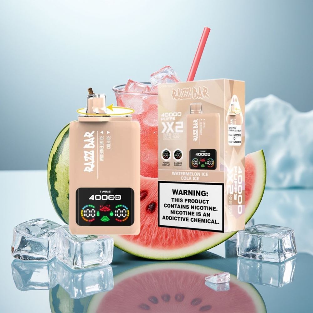 Razz Bar 40000 Puffs Disposable Vape MELANCIA GELADA & COLA GELADA Tela Display 650mAh Razz Bar 40000 Puffs Disposable Vape MELANCIA GELADA & COLA GELADA Tela Display 650mAh