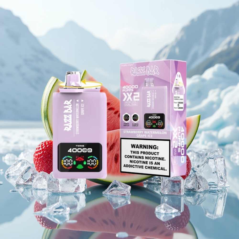Razz Bar 40000 Puffs Disposable Vape MORANGO MELANCIA & UVA GELADO Display de Tela Razz Bar 40000 Puffs Disposable Vape MORANGO MELANCIA & UVA GELADO Display de Tela