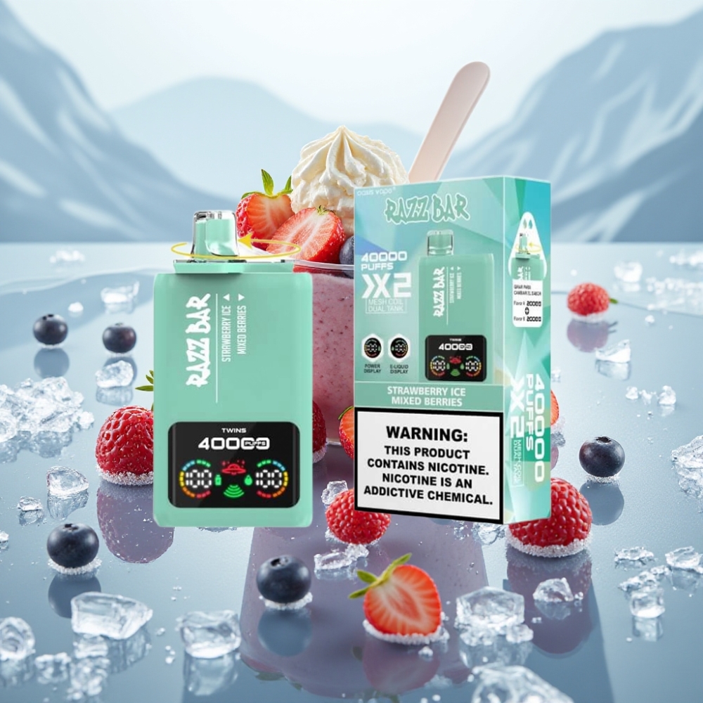 Razz Bar Disposable Vape 40000 Puffs Morango Gelo & Frutas Vermelhas Tela Display Razz Bar Disposable Vape 40000 Puffs Morango Gelo & Frutas Vermelhas Tela Display