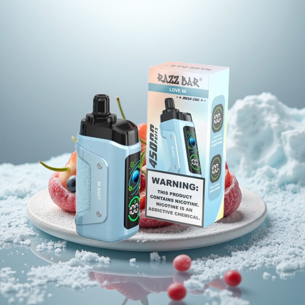 Razz Bar 45000 Puffs Disposable Vape Amor 66 com Bateria Recarregável e Resistência 1.0 Ohm