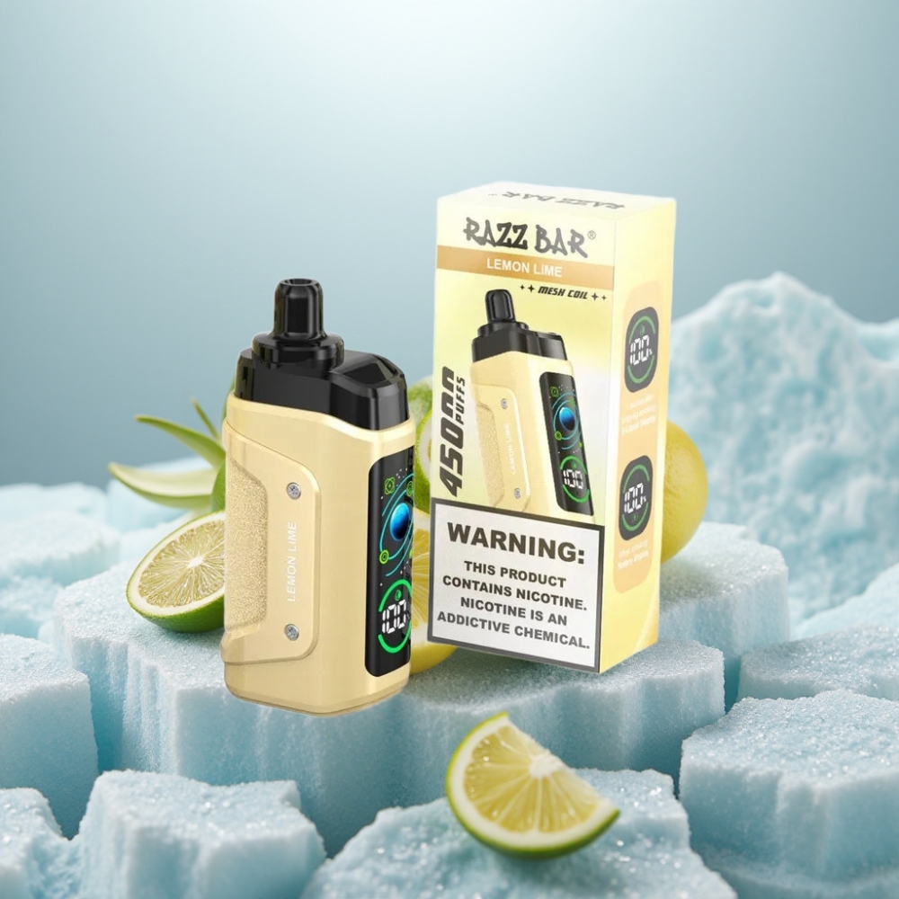 Razz Bar 45000 Puffs Disposable Vape Limão Lima e Resistência 1.0 Ohm