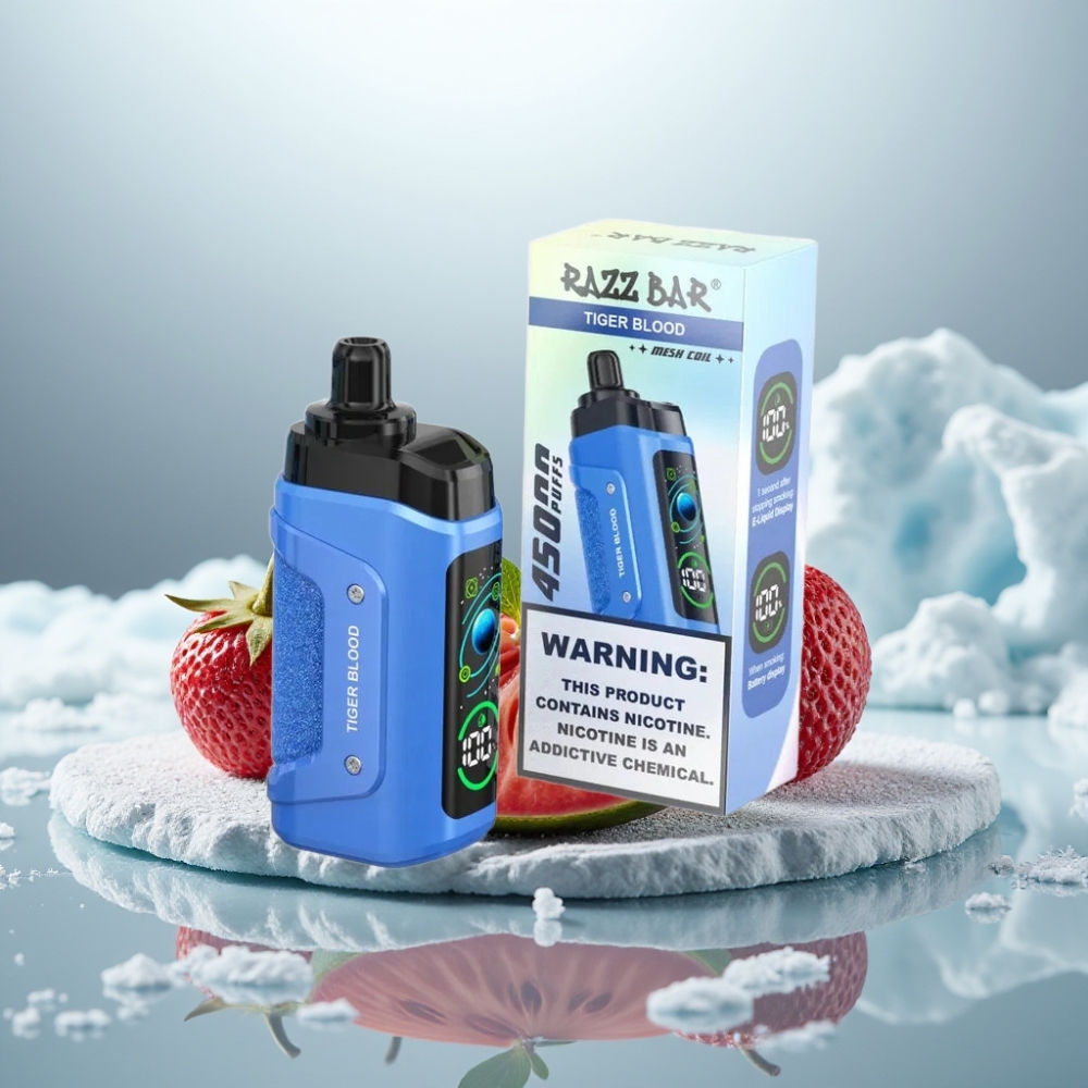 Razz Bar 45000 Puffs Disposable Vape Sangue de Tigre Tipo-C Recarregável