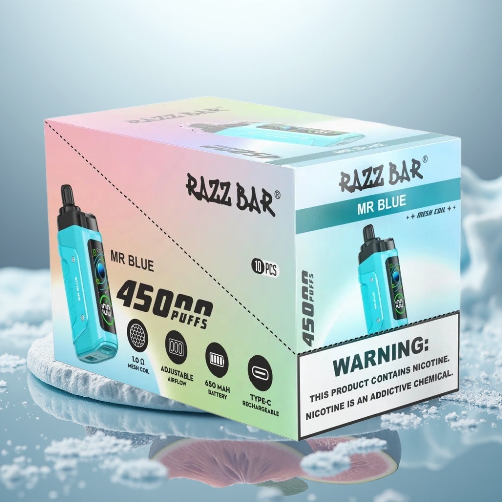 Razz Bar 45000 Puffs Disposable Vape Sr. Azul Tipo-C Recarregável