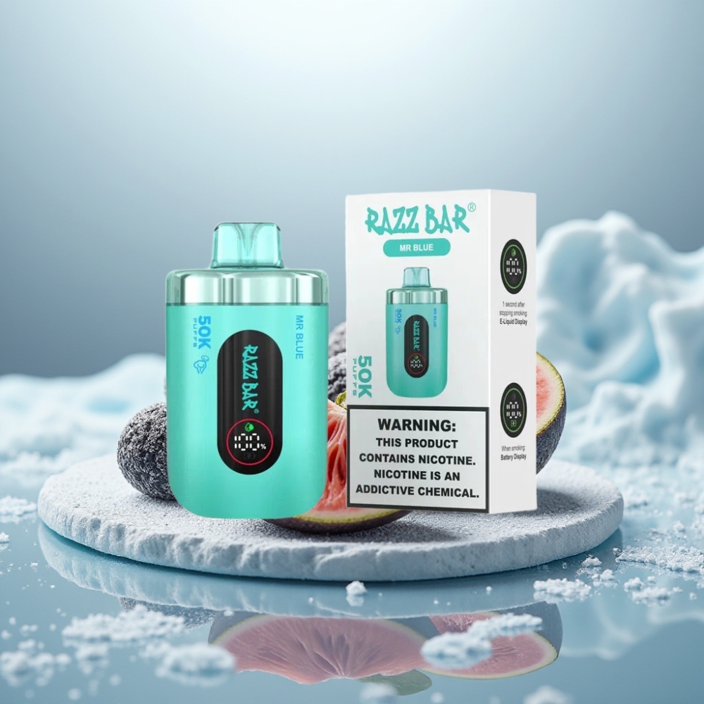 Razz Bar 50K Puffs Disposable Vape Azul Mr + 1.0 Ohm Mesh Coil