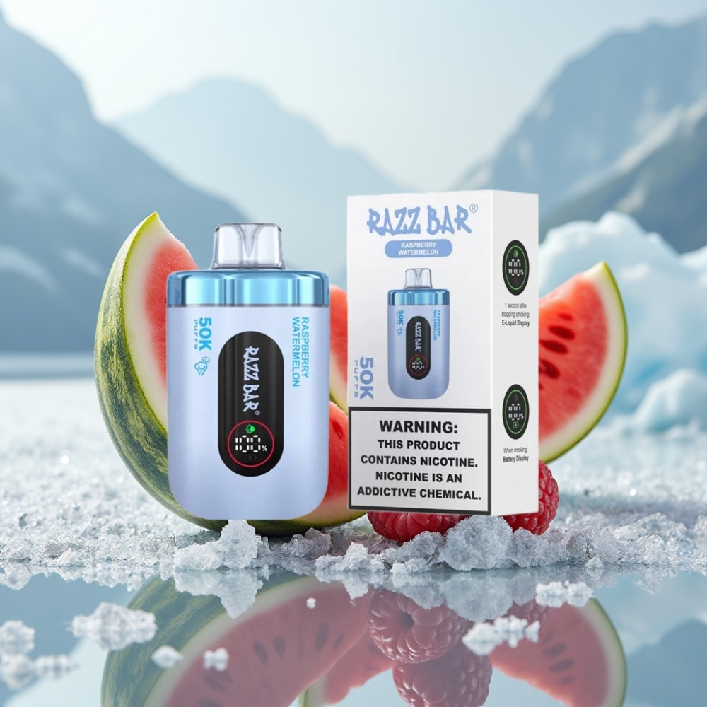 Razz Bar 50K Puffs Disposable Vape Framboesa Melancia Recarregável Tipo-C 2% Nicotina
