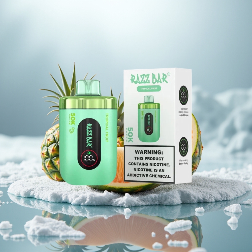 Razz Bar 50K Puffs Disposable Vape Frutas Tropicais Bateria Recarregável Razz Bar 50K Puffs Disposable Vape Frutas Tropicais Bateria Recarregável