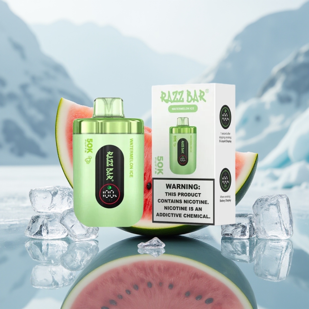 Razz Bar 50K Puffs Disposable Vape Melancia Gelo Recarregável Tipo-C 2% Nicotina Razz Bar 50K Puffs Disposable Vape Melancia Gelo Recarregável Tipo-C 2% Nicotina