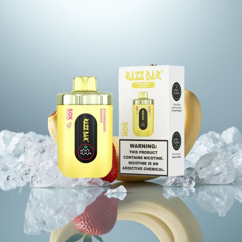 Razz Bar 50K Puffs Disposable Vape Morango Banana Recarregável Tipo-C 2% Nicotina Razz Bar 50K Puffs Disposable Vape Morango Banana Recarregável Tipo-C 2% Nicotina